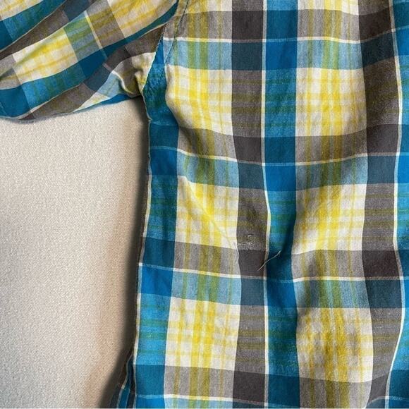 Rocawear Plaid Short Sleeve Button Down Shirt Boys Size 14 yellow blue - Picture 6 of 9